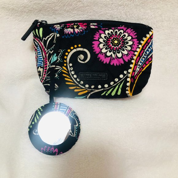 Vera Bradley Handbags - Black/Floral Vera Bradley Cosmetic Bag With Mirror